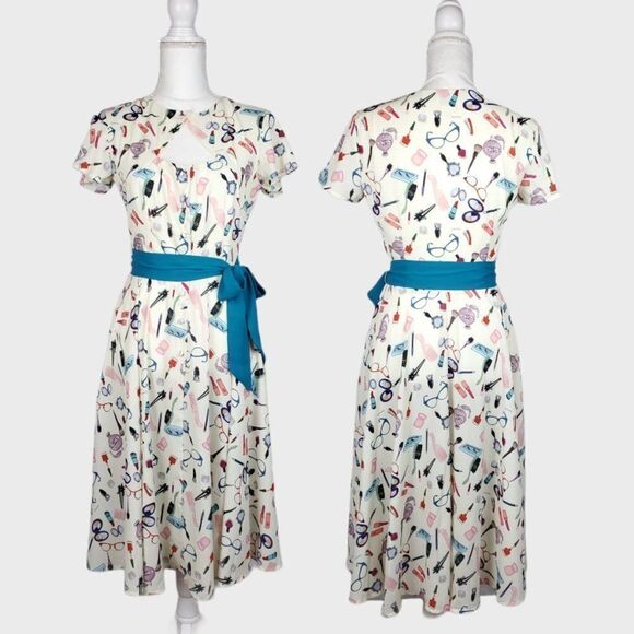 Unique Vintage Retro Style Beauty Cosmetics Themed Dress - Picture 1 of 12